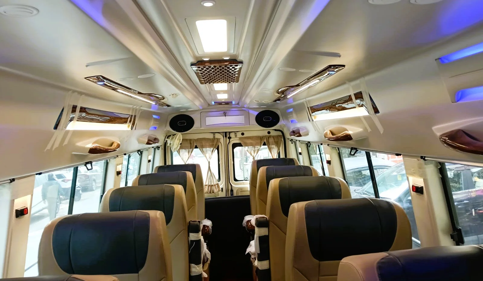 Maharaja Tempo Traveller vehicle available for rental in Delhi, perfect for group travel, tours, and family vacations